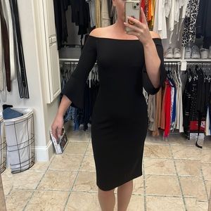 Black stretch off shoulder dress